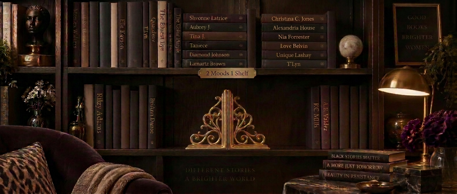 A warmly lit shelf of contemporary novels
